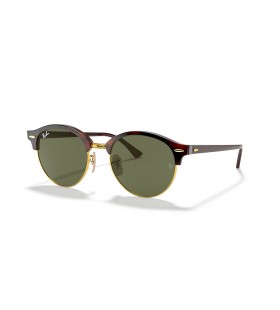 Ray-Ban RB4246 Clubround Klassiska Mkr (51 - 19) med Gröna linser och Tortoise frame Solglasögon