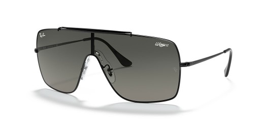 Ray-Ban RB3697 Kanatları II XXL (0-135) Gri lensler ve Siyah çerçeve Güneş Gözlüğü ile