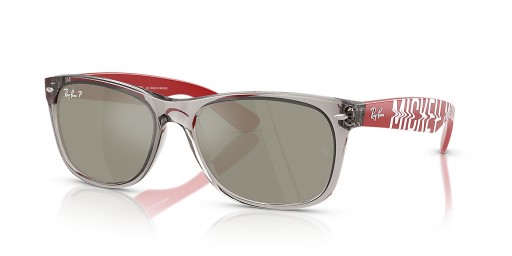 Ray-Ban RB2132 Yeni Wayfarer Disney Mickey ve Minnie Mouse Sıvı M (55-18) gri lensler ve Gri çerçeve Güneş Gözlüğü