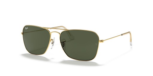 Ray - Ban RB3136 Karavan L (55-15) Yeşil lensli ve Altın çerçeveli güneş Gözlüklü