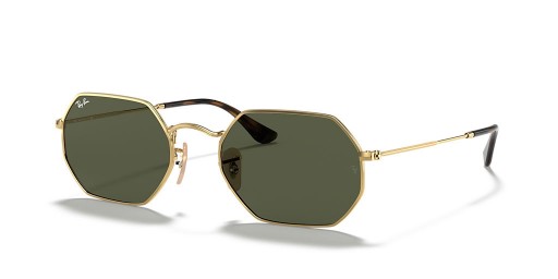 Ray - Ban RB3556N Sekizgen Klasik L (53-21) Yeşil lensli ve Altın çerçeveli güneş Gözlüğü