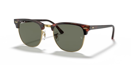 Ray - Ban RB3016F Clubmaster Classic XL (55-19) Yeşil lensli ve Kaplumbağa çerçeveli güneş gözlüğü