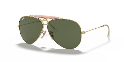Yeşil lensli ve Altın çerçeveli Güneş Gözlüklü Ray-Ban RB3138 Shooter XL (62 - 09)