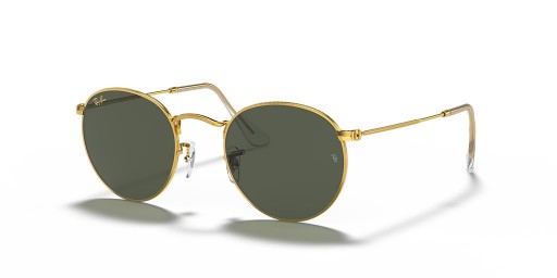 Ray-Ban RB3447 Redonda de Metal de la Leyenda de Oro S (50 - 21) con lentes de color Verde y Oro, Gafas de sol de montura