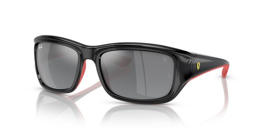 Ray-Ban RB4405M de la Scuderia Ferrari de Colección XL (59 - 19) con la Plata y lentes de marco Negro, Gafas de sol