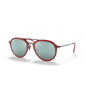Ray-Ban RB4369M de la Scuderia Ferrari de Colección XXL (53 21) con la Plata y lentes de Gafas de sol de montura Roja