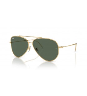 Ray-Ban RBR0101S Aviador Inversa XXL (62 - 11) con lentes de color Verde y Oro, Gafas de sol de montura