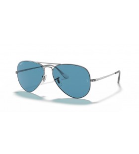 Ray-Ban RB3689 Metal II Aviator XXL (62 - 14) con lentes Azules y Gafas de sol de montura de Plata