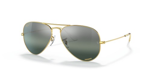 Ray-Ban RB3025 الطيار Chromance XL (58 - 14) مع الفضة العدسات الذهب الإطار النظارات الشمسية
