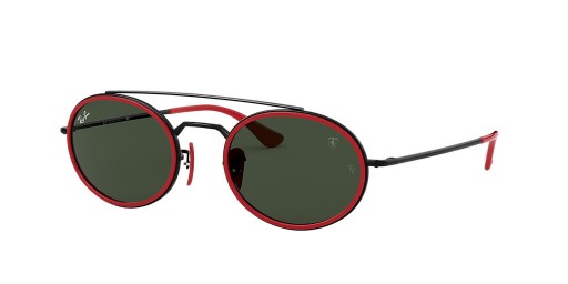 Ray-Ban RB3847M سكوديريا فيراري مجموعة XL (52 - 22) مع الأخضر العدسات و النظارات الشمسية الإطار الأسود