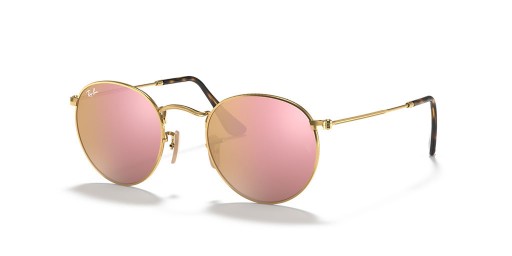 Ray-Ban RB3447N مسطحة مستديرة العدسات S (50 - 21) مع البني العدسات الذهب الإطار النظارات الشمسية