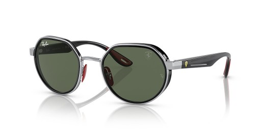 Ray-Ban RB3703M سكوديريا فيراري جمع م (51 - 21) مع الأخضر العدسات و النظارات الشمسية الإطار الفضي
