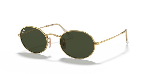Ray-Ban RB3547 Oválné Kovové M (51 - 21) s Zelené čočky a Zlatý rám sluneční Brýle