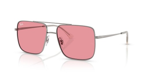 Ray-Ban RB3758 Ari Bio-Založené L (56 - 16) s Růžovými skly a Stříbrný rám sluneční Brýle