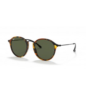 Ray-Ban RB2447 Round Fleck XL (49 - 21) s Zelené čočky a Černý rám sluneční Brýle