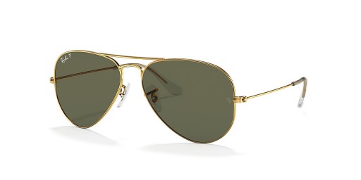 Ray-Ban RB3025 Aviator Classic XL (58 - 14) med Grønne linser og Guld ramme Solbriller