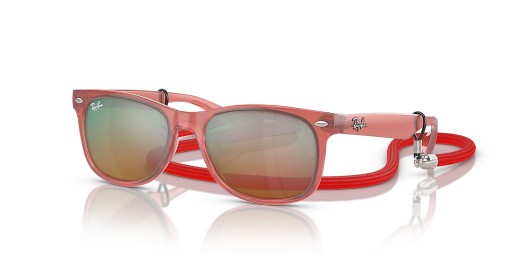 Ray-Ban RB9052S Nye Wayfarer Kids S (47 - 15) med Orange linser og Rød ramme Solbriller