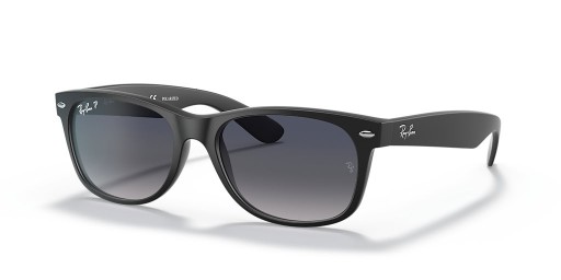 Ray-Ban RB2132F Nye Wayfarer Classic-M (55 - 18) med Blå linser og Sort ramme Solbriller