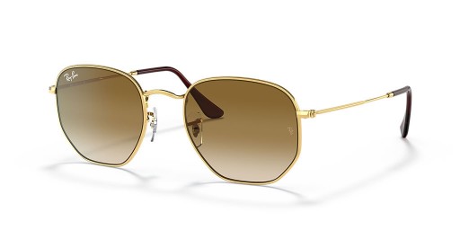 Ray-Ban RB3548 Sekskantet M (51 - 21) med Brune linser og Guld ramme Solbriller