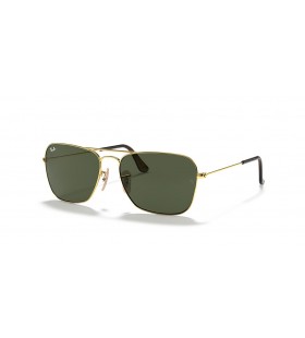 Ray-Ban RB3136 Caravan XL (58 - 15) med Grønne linser og Guld ramme Solbriller