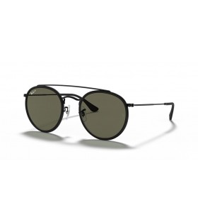 Ray-Ban RB3647N Runde Dobbelt Bro M (51 - 22) med Grønne linser og Sort ramme Solbriller