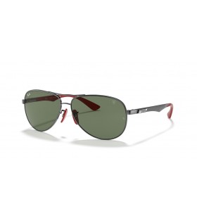 Ray-Ban RB8313M Scuderia Ferrari Collection XL (61 - 13) med Grønne linser og Sølv ramme Solbriller