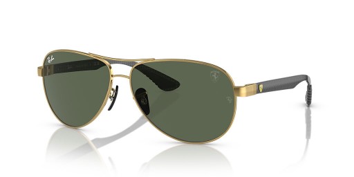 Ray-Ban RB8331M Scuderia Ferrari Collectie XL (61 - 13) met Groene lenzen en Goud frame Zonnebrillen