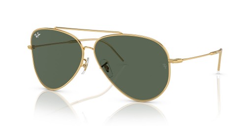 Ray-Ban RBR0101S Aviator Omgekeerde XXL (62 - 11) met Groene lenzen en Goud frame Zonnebrillen