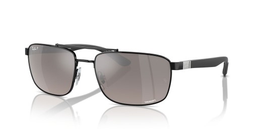 Ray-Ban RB3737CH RB3737 Chromance XXL (60 - 18) met Grijze lenzen en Zwart frame Zonnebrillen