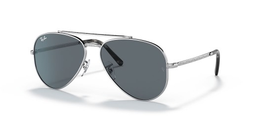 Ray-Ban RB3625 Nieuwe Aviator M (55 - 14) met Blauwe lenzen en Zilver frame Zonnebrillen