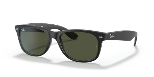 Ray-Ban RB2132 New Wayfarer Classic XL (58 - 18) met Groene lenzen en Zwart frame Zonnebrillen
