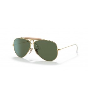 Ray-Ban RB3138 Shooter | Aviation Collection M (58 - 09) met Groene lenzen en Goud frame Zonnebrillen