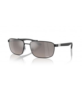 Ray-Ban RB3737CH RB3737 Chromance XXL (60 - 18) met Grijze lenzen en Zwart frame Zonnebrillen