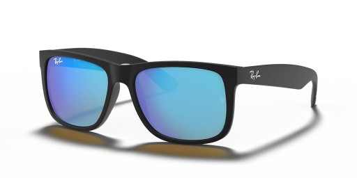 Ray-Ban RB4165 Justin Mélange de Couleurs S (54 - 16) avec le Bleu de lentilles et Noir frame Lunettes de soleil
