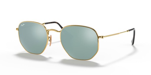 Ray-Ban RB3548N Hexagonal Plat de Lentilles XL (54 - 21) avec de l'Argent et de lentilles d'Or frame Lunettes de soleil