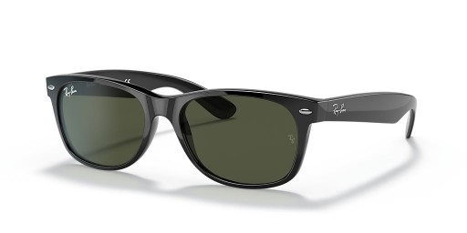 Ray-Ban RB2132 New Wayfarer Classique, M (55 - 18) avec les lentilles Vertes et Noir frame Lunettes de soleil