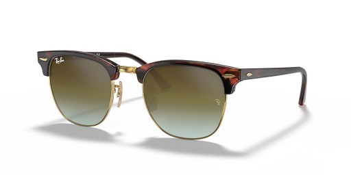 Ray-Ban RB3016 Clubmaster Flash Lentilles L (51 - 21) avec les lentilles Vertes et Tortoise frame Lunettes de soleil