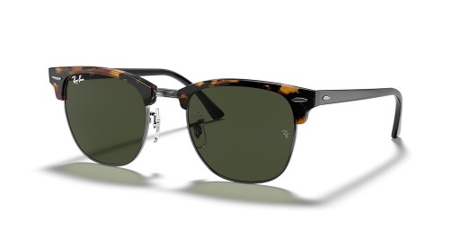 Ray-Ban RB3016 Clubmaster Fleck L (51 - 21) avec les lentilles Vertes et Noir frame Lunettes de soleil