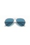 Ray-Ban RB3689 Aviator Metal II L (58 - 14) avec le Bleu de lentilles et de Lunettes de soleil de cadre en Argent