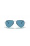 Ray-Ban RB3689 Aviator Metal II L (58 - 14) avec le Bleu de lentilles et de Lunettes de soleil de cadre en Argent