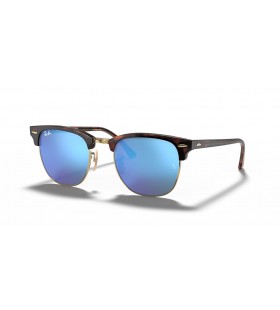 Ray-Ban RB3016 Clubmaster Flash Lentilles L (51 - 21) avec le Bleu de lentilles et Tortoise frame Lunettes de soleil