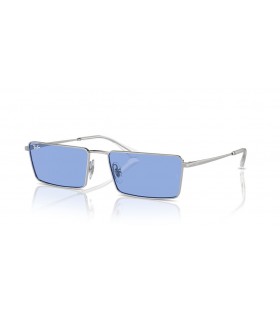 Ray-Ban RB3741 Emy Bio-XXL (59 - 17) avec le Bleu de lentilles et de Lunettes de soleil de cadre en Argent