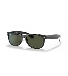 Ray-Ban RB2132F New Wayfarer Classique, M (55 - 18) avec les lentilles Vertes et Noir frame Lunettes de soleil