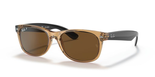 Ray-Ban RB2132 New Wayfarer Bicolor M (55 - 18) mit Braunen Linsen und Beige Rahmen Sonnenbrille