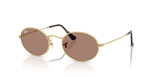 Ray-Ban Oval RB3547 Metall-Sommer-Kapsel-M (51 - 21) mit Violet Linsen und Gold Rahmen Sonnenbrille