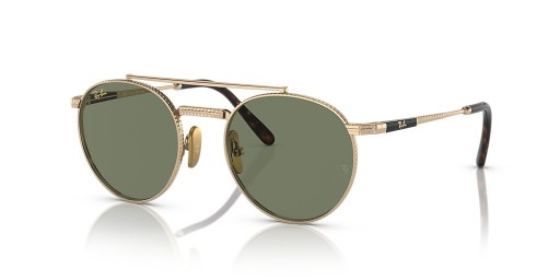 Ray-Ban RB8237 Runde II Titanium S (50 - 20) mit Grünen Gläsern und Gold Rahmen Sonnenbrille