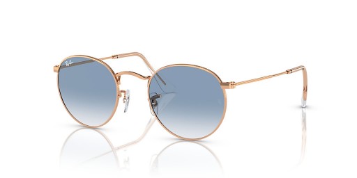 Ray-Ban RB3447 Round Metal L (53 - 21) mit Blauen Gläsern und Rosa Rahmen Sonnenbrille