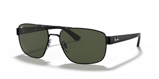 Ray-Ban RB3663 XL (60 - 17) mit Grünen Gläsern und Schwarzem Rahmen, Sonnenbrillen
