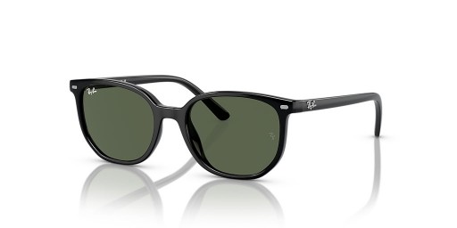 Ray-Ban RB9097S Elliot Kinder XS (46 - 16) mit Grünen Gläsern und Schwarzem Rahmen, Sonnenbrillen