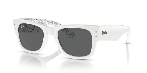Ray-Ban RB0840S Mega Wayfarer Disney-100-Jahre-Jubiläum M (51 - 21) mit Grauen Gläsern und Weißen Rahmen Sonnenbrille